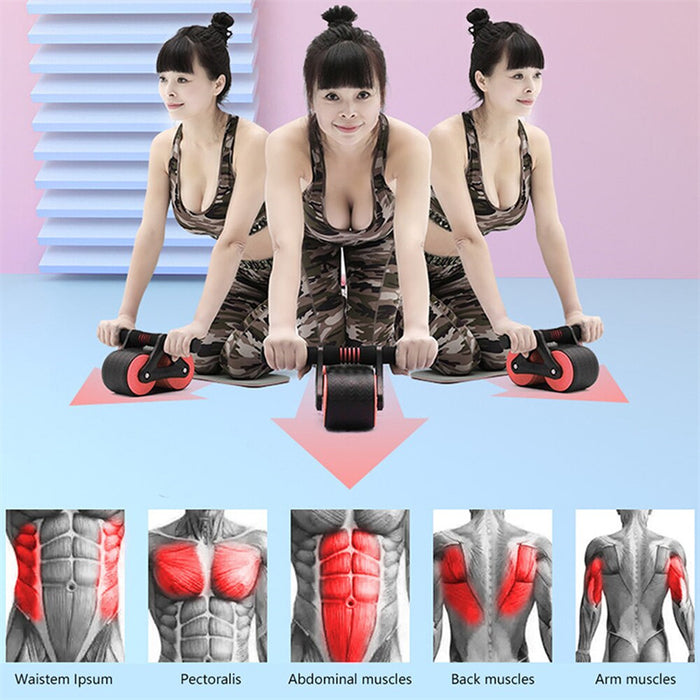 Doppelrad-Bauchtrainer für Damen und Herren, automatischer Rebound-Ab-Rad-Roller