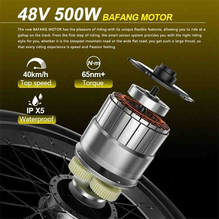 Bicicleta eléctrica eléctrica roja de 500 W - Bicicleta de montaña eléctrica de 27,5 pulgadas 48 V 27 velocidades - Motor Bafang
