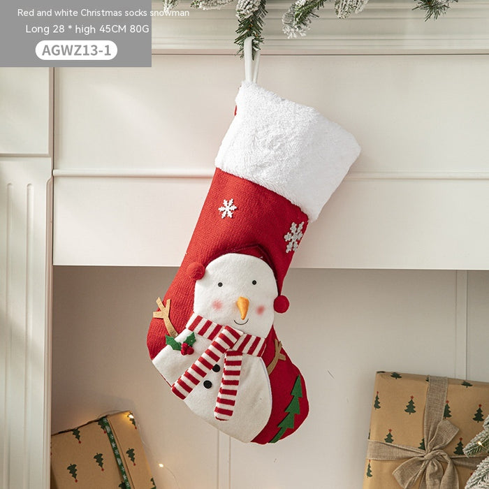 Pano Papai Noel desenho animado árvore de Natal pendurado decoração festa presente saco