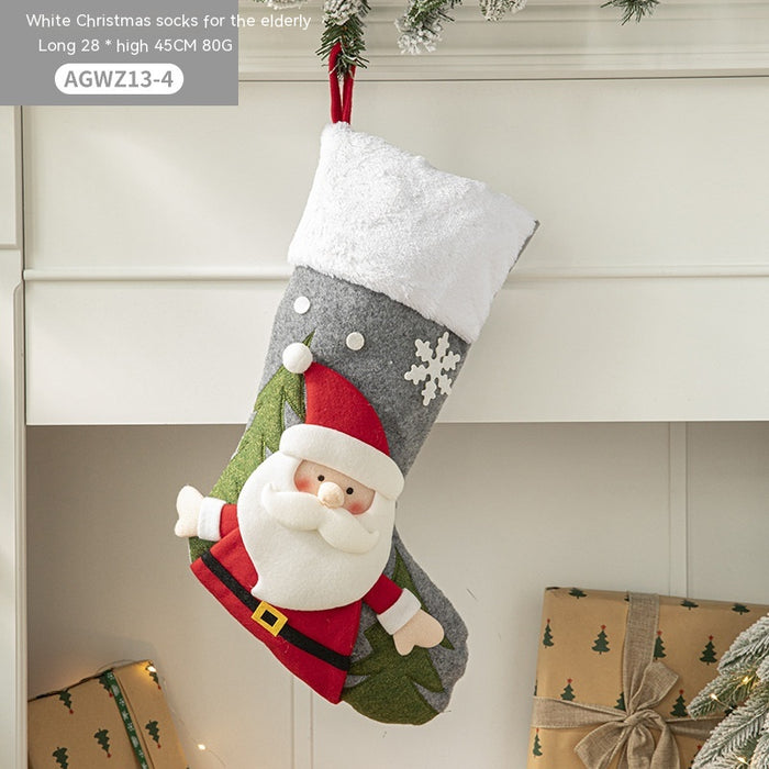 Pano Papai Noel desenho animado árvore de Natal pendurado decoração festa presente saco