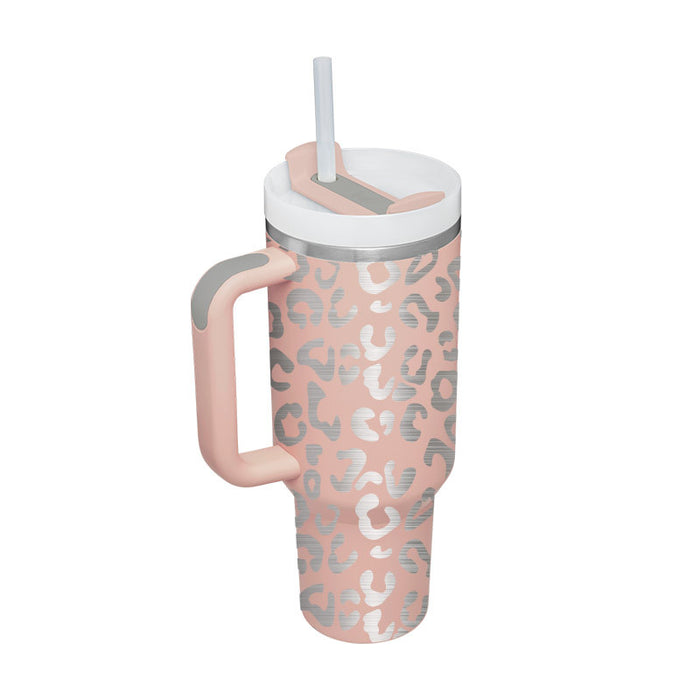 Halloween Thermobecher 1.2 Liter Strohhalm Kaffee Isolierung Tasse mit Griff Portable Auto Edelstahl Wasserflasche Große Kapazität Reisen BPA frei Thermobecher