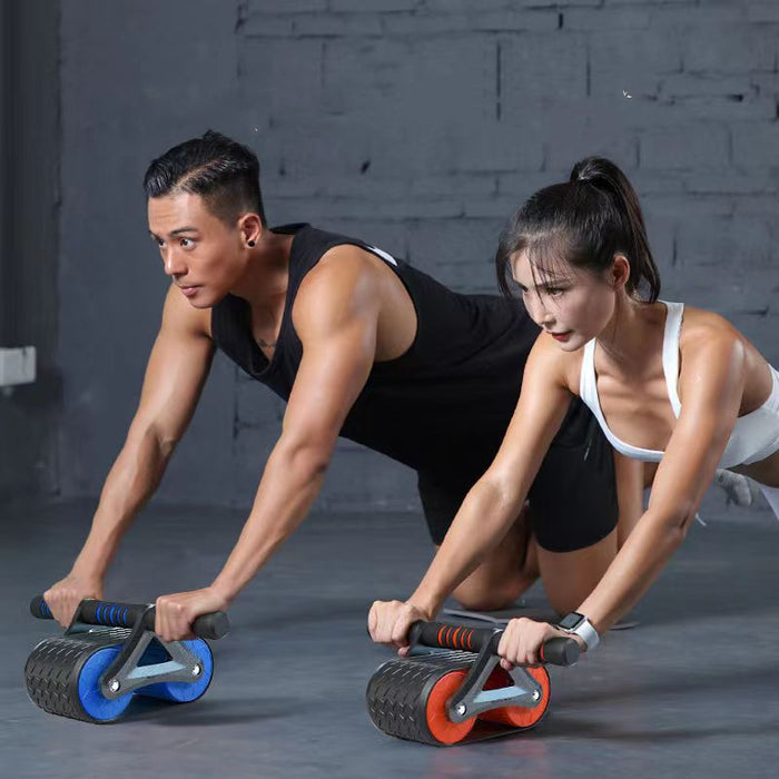 Doppelrad-Bauchtrainer für Damen und Herren, automatischer Rebound-Ab-Rad-Roller