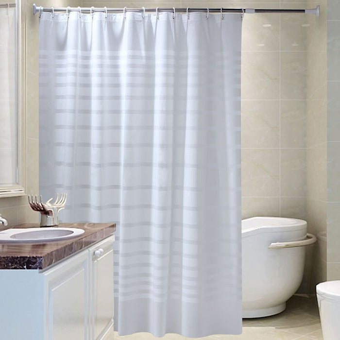 Cortinas de puerta de baño impermeables a rayas blancas