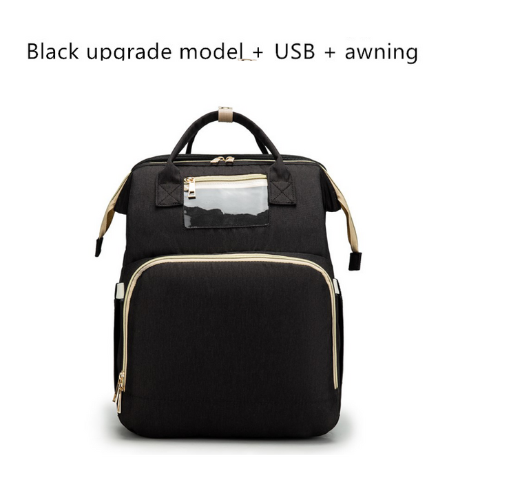 Versión de carga USB Mochila para cama de mamá plegable de gran capacidad multifunción