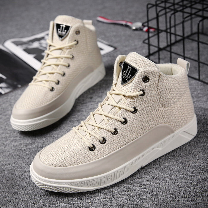 Chaussures montantes en lin pour hommes, chaussures de sport décontractées pour hommes