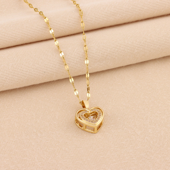 Valentinstag Geschenk Double-Layer Smart Love Anhänger Titan Stahl Halskette Mode Schmuck Frau