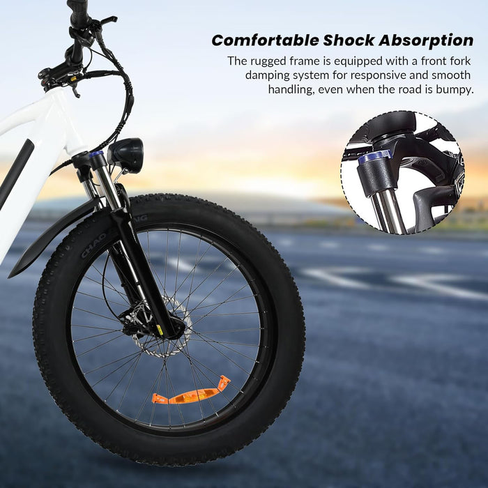 Bicicleta elétrica para adultos - motor de 500 W, bateria removível de velocidade de 25 MPH 48 V 12AH, bicicleta elétrica com pneu grosso de 26 polegadas, bicicleta de montanha alimentada por bateria de 8 velocidades