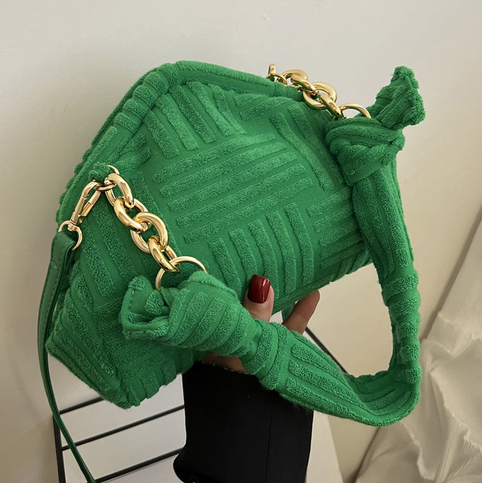 Luxury Towel Pattern Women New Fashion Plush Triangle Clip Handbag