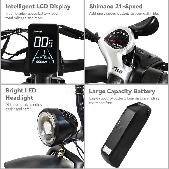 Bicicleta eléctrica de color caqui para adultos de 2000 W: bicicleta eléctrica con neumático ancho de 26 pulgadas, batería extraíble de 20 AH, 21 velocidades para bicicleta eléctrica de montaña