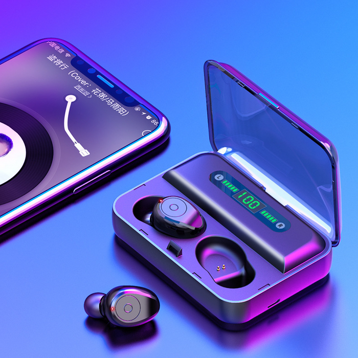 Soporte multifunción para teléfono con Banco de energía y movimiento binaural con auriculares Bluetooth