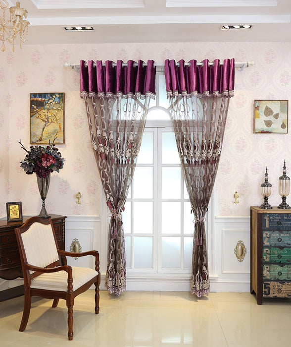 Pantallas de ventana bordadas en relieve de alta gama para sala de estar y dormitorio, sombreado de franela italiana