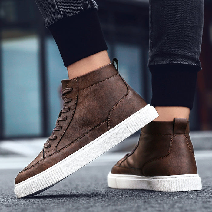 High-Top Sneakers Casual Leather Top Handmade Sneakers Shoes