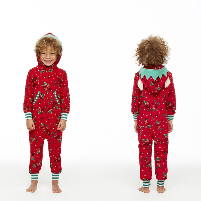 Mono con estampado navideño con capucha para padres e hijos de moda