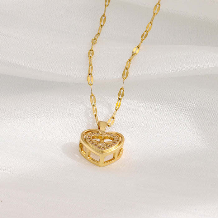 Valentinstag Geschenk Double-Layer Smart Love Anhänger Titan Stahl Halskette Mode Schmuck Frau