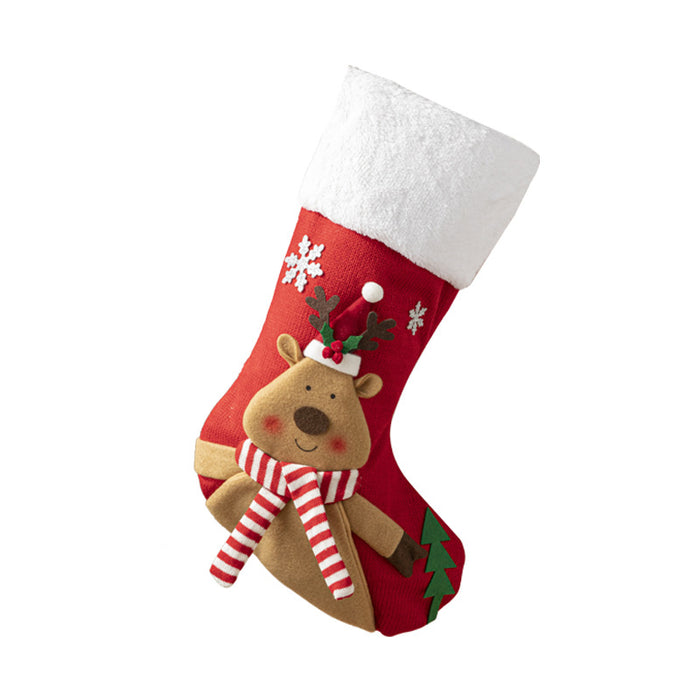 Pano Papai Noel desenho animado árvore de Natal pendurado decoração festa presente saco