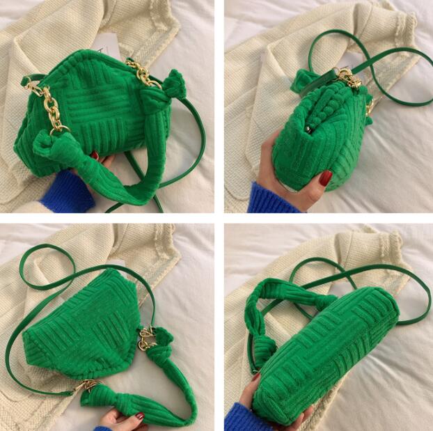 Luxury Towel Pattern Women New Fashion Plush Triangle Clip Handbag