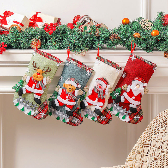 Adornos de bolsa de regalo de árbol de Navidad de lino