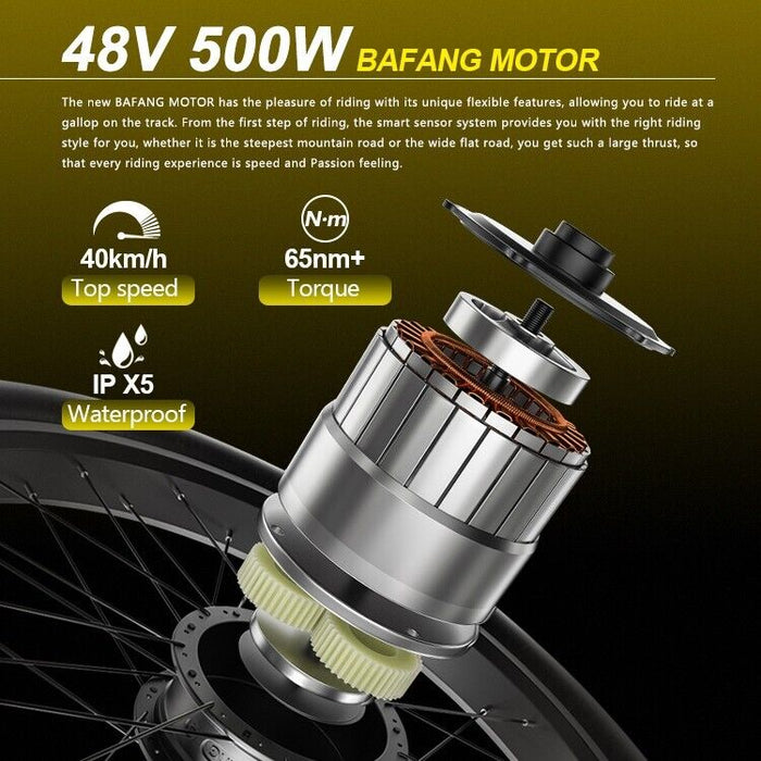Bicicleta elétrica 500W Ebike 27,5 polegadas Mountain E-Bike 48V City EMTB 27 velocidades cinza - motor Bafang 500W