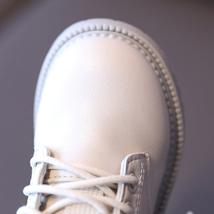 Botas de cuero para niños Zapatillas impermeables para niños Botas de nieve para niños pequeños color beige Zapato de invierno para niñas Niño