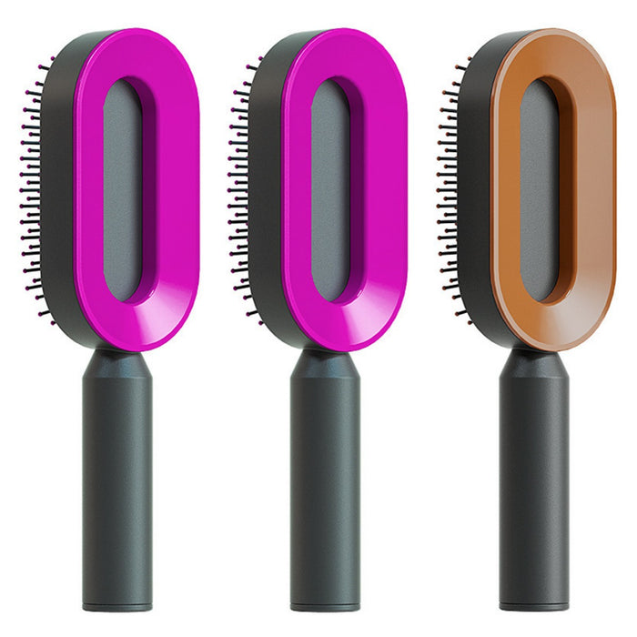 Selbstreinigende Haarbürste für Frauen. Ein-Tasten-Reinigungsairbag gegen Haarausfall