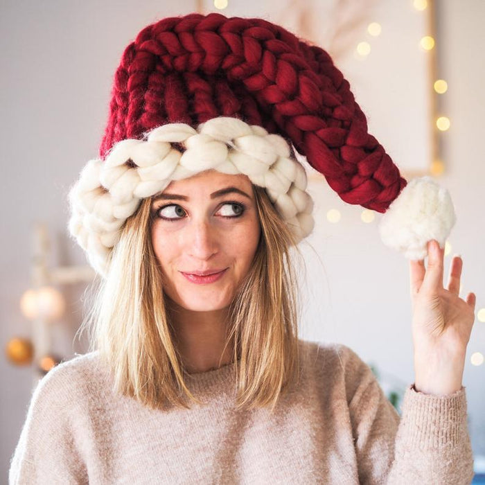 Cappello di lana natalizio Cappello invernale caldo sciolto creativo lavorato a mano da Babbo Natale Cappello da genitore-figlio Felice anno nuovo