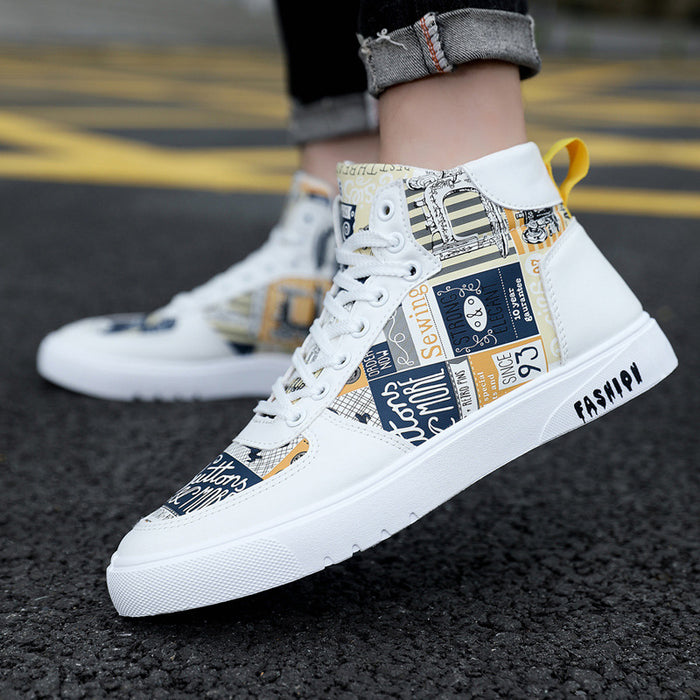 Personalidad Graffiti High Top Zapatos de hombre Casual Four Seasons