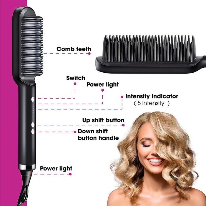 Neuer 2-in-1-Haarglätter mit heißem Kamm und negativem Ionen-Curling