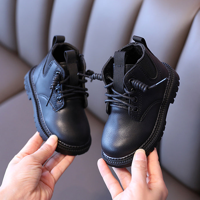 Botas de cuero para niños Zapatillas impermeables para niños Botas de nieve para niños pequeños color beige Zapato de invierno para niñas Niño