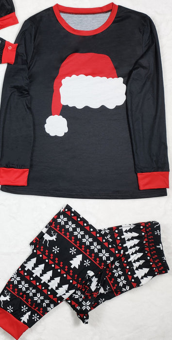 Nuovo set pigiama autunno e inverno Abbigliamento da casa Cappello natalizio Abito genitore-figlio stampato