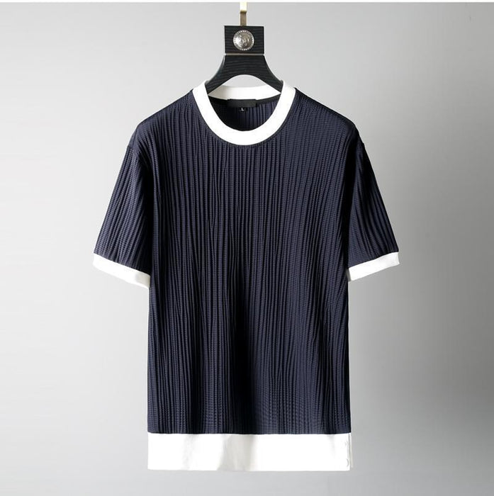 Traje deportivo casual de manga corta transpirable elástico con cuello redondo para hombre