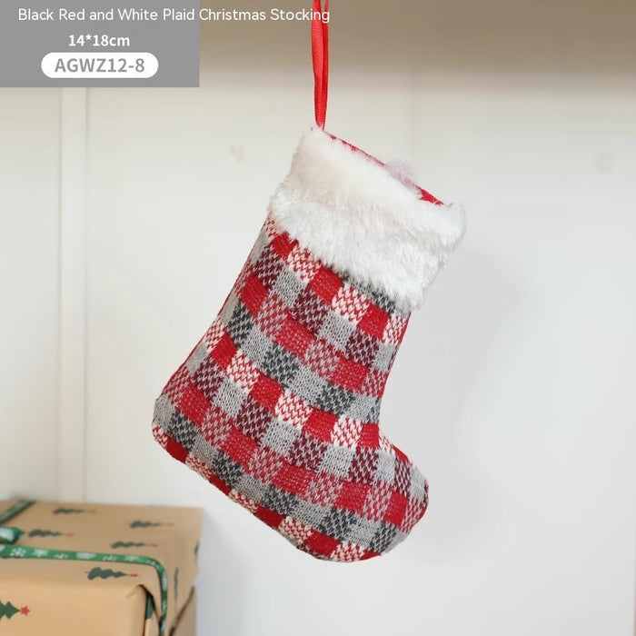 Pano Papai Noel desenho animado árvore de Natal pendurado decoração festa presente saco