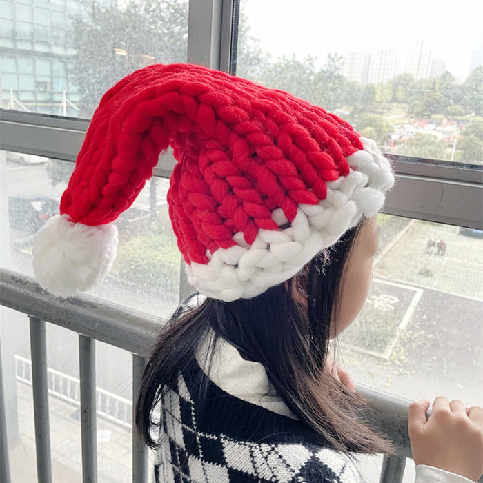 Cappello di lana natalizio Cappello invernale caldo sciolto creativo lavorato a mano da Babbo Natale Cappello da genitore-figlio Felice anno nuovo