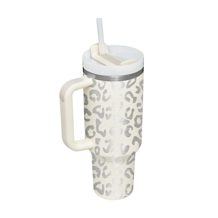 Halloween Thermobecher 1.2 Liter Strohhalm Kaffee Isolierung Tasse mit Griff Portable Auto Edelstahl Wasserflasche Große Kapazität Reisen BPA frei Thermobecher