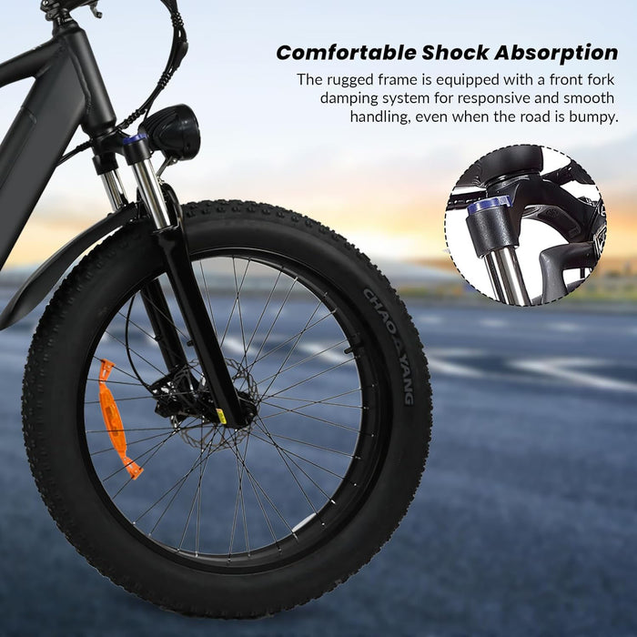 Bicicleta elétrica com motor de 500 W para adultos - bateria removível de velocidade de 25 MPH 48 V 12AH, bicicleta elétrica com pneu gordo de 26 polegadas