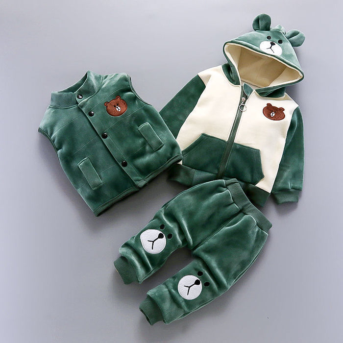 Conjunto de tres piezas de ropa de bebé para niños y niños.