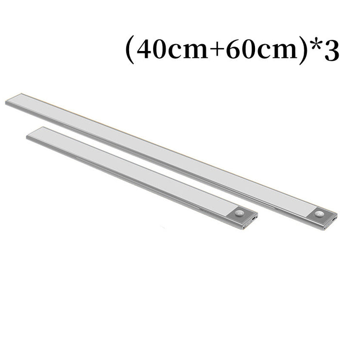 Sensor de movimento led sob a luz do armário usb recarregável guarda-roupa luz da noite para cozinha lâmpadas parede interior