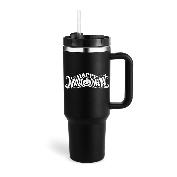 Halloween Thermobecher 1.2 Liter Strohhalm Kaffee Isolierung Tasse mit Griff Portable Auto Edelstahl Wasserflasche Große Kapazität Reisen BPA frei Thermobecher