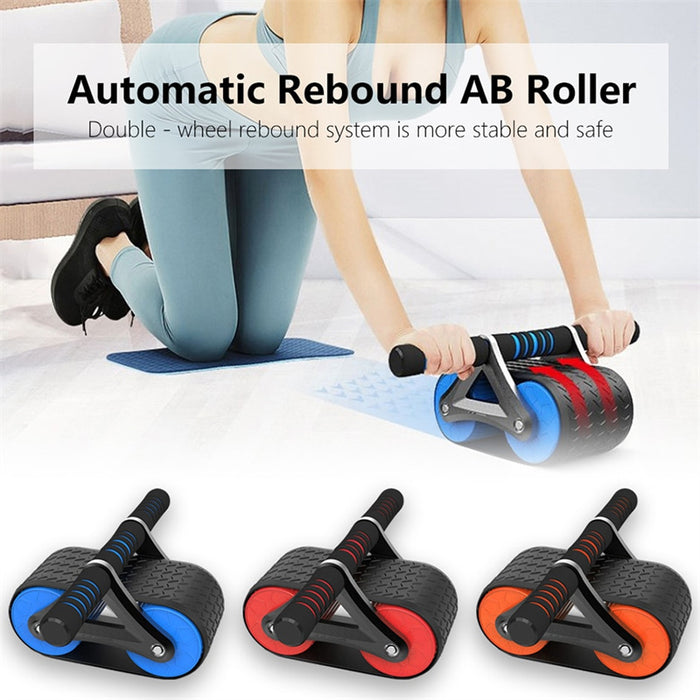 Doppelrad-Bauchtrainer für Damen und Herren, automatischer Rebound-Ab-Rad-Roller