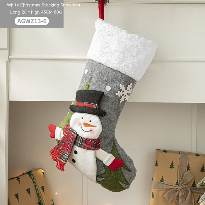 Pano Papai Noel desenho animado árvore de Natal pendurado decoração festa presente saco