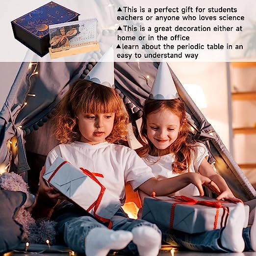 Tabla periódica con 83 tipos de elementos reales en el interior, muestras de tabla periódica acrílica de elementos, fácil de leer, regalos creativos para estudiantes y amantes de la ciencia