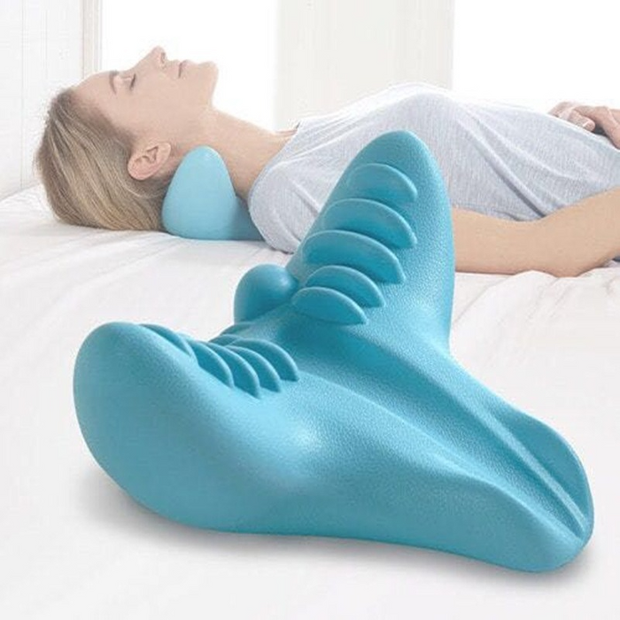 Almohada de masaje de columna cervical, masajeador de cuello de acupresión por gravedad, almohada de columna cervical, almohada de masaje de hombros y cuello, corrector de tracción para el hogar