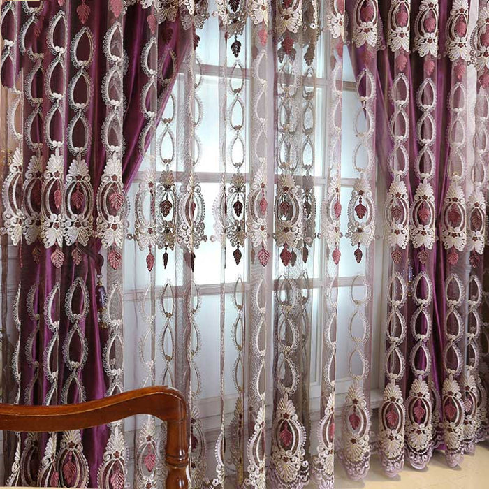 Pantallas de ventana bordadas en relieve de alta gama para sala de estar y dormitorio, sombreado de franela italiana
