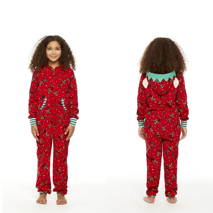 Mono con estampado navideño con capucha para padres e hijos de moda