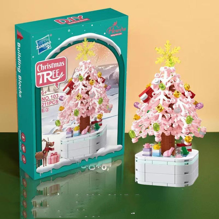 Juguete de ensamblaje de bloques de construcción de caja de música de árbol de Navidad