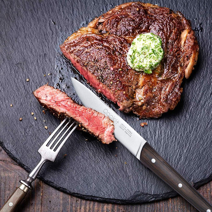 Set di 6 coltelli da bistecca seghettati in acciaio inossidabile con manico in legno per ristorante domestico