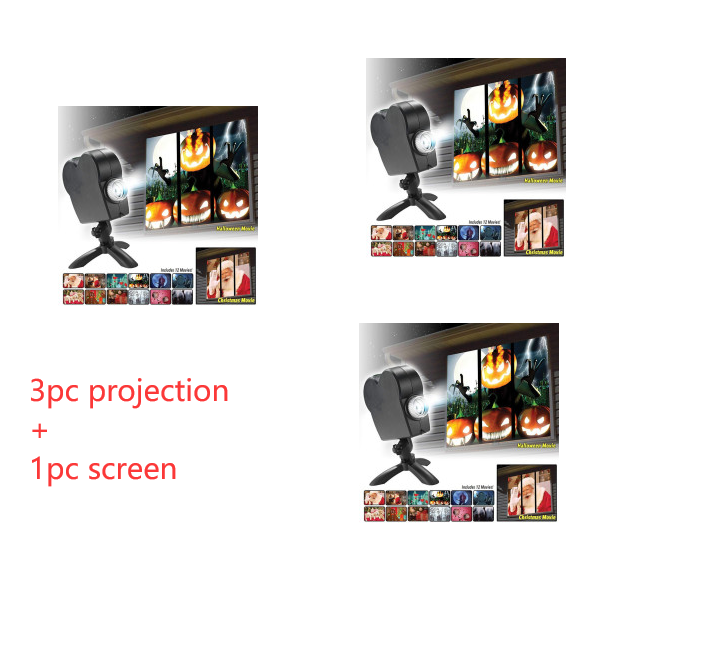 Proyector láser de Navidad para Halloween, 12 películas, luz de discoteca, Mini ventana, proyector de cine en casa, proyector para interiores y exteriores
