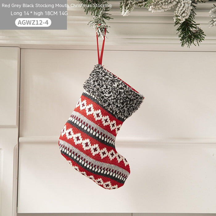 Pano Papai Noel desenho animado árvore de Natal pendurado decoração festa presente saco