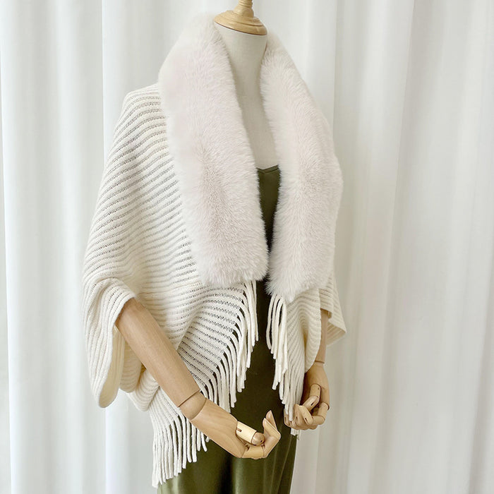 Sciarpa Poncho da donna in cashmere tinta unita da donna invernale per stare al caldo