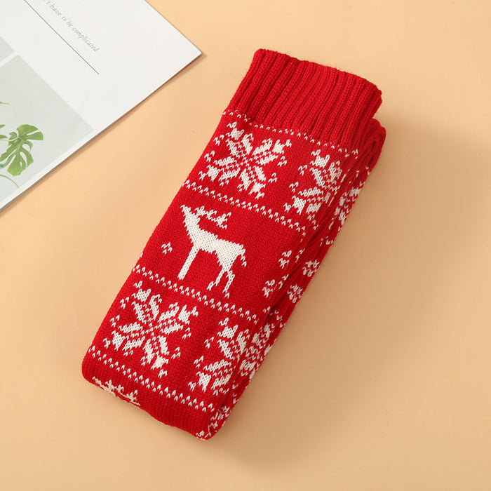 Femmes chaussettes longues noël femmes tricoté coton laine bas chaud cuisse haute sur le genou mignon cerf impression chaussettes torsion câble Crochet