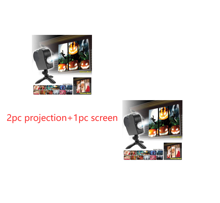 Proyector láser de Navidad para Halloween, 12 películas, luz de discoteca, Mini ventana, proyector de cine en casa, proyector para interiores y exteriores